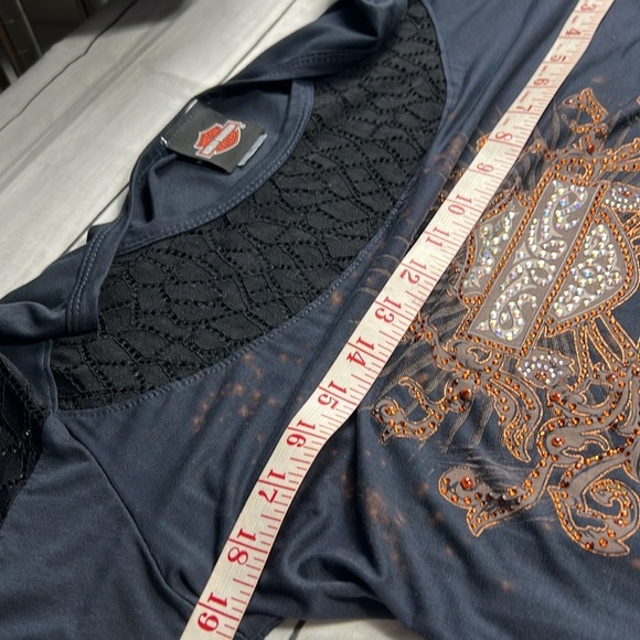Harley Davidson Women’s Lace Long Sleeve Crest Graphic Top Size 2X - Picture 7 of 11